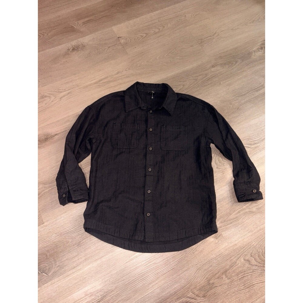 Boys' Long Sleeve Woven Button-Up Shirt - art class™ Black 10/12 L